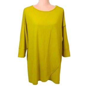 Y2K Grace Elements Yellow Quarter Sleeve Knit Tunic Sweater Plus 1X